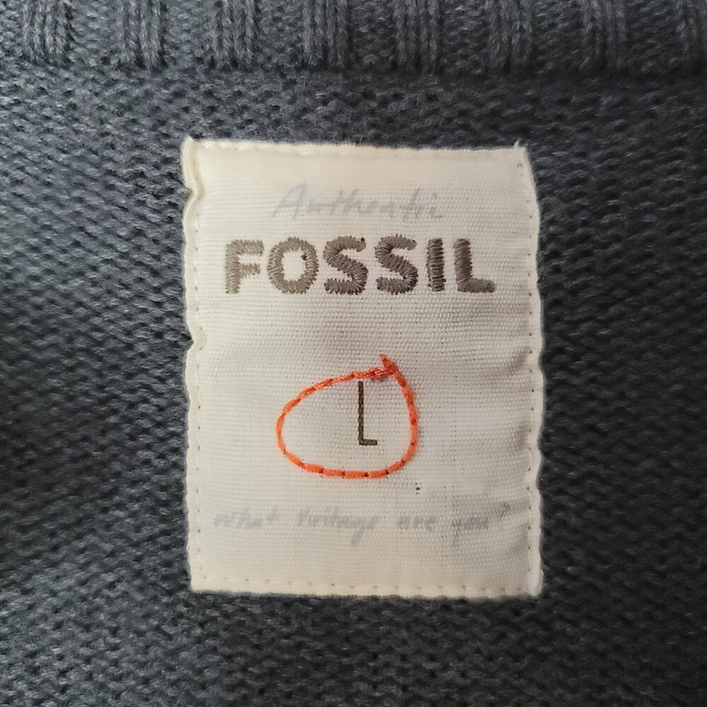 Fossil-Men's Sweater- long sleeve zip up jacket- Charcoal in color- size Large - Picture 6 of 7